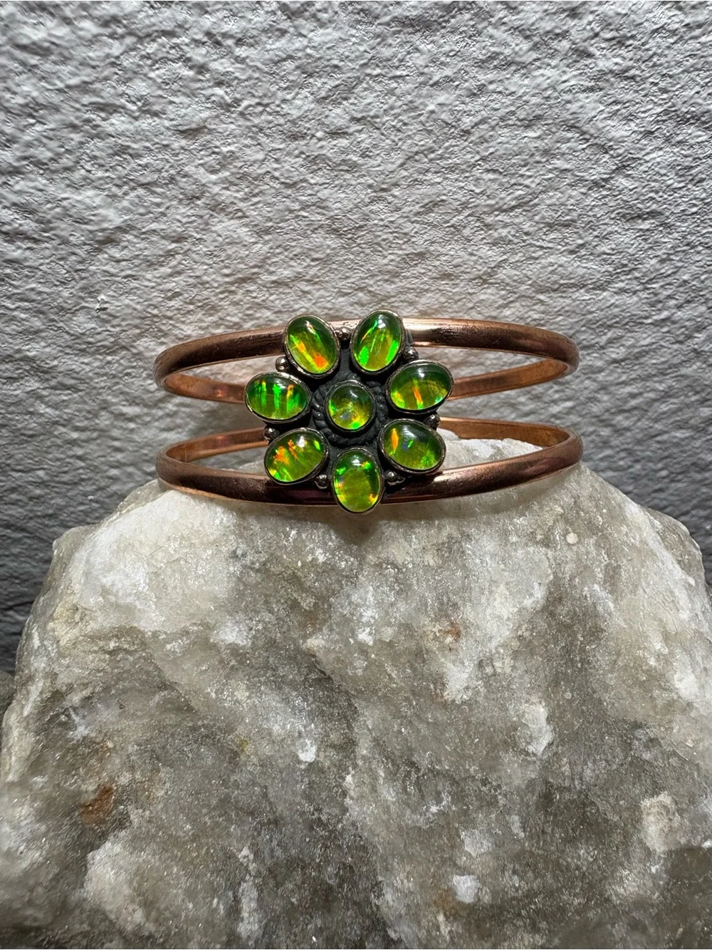 Aurora Opal Flower Copper bracelet